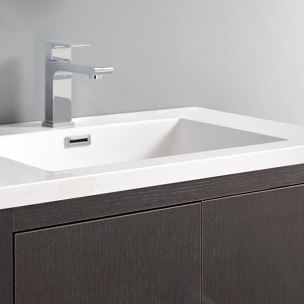 Glossy White Free Standing Bathroom Cabinet with Integrated Sink B18234