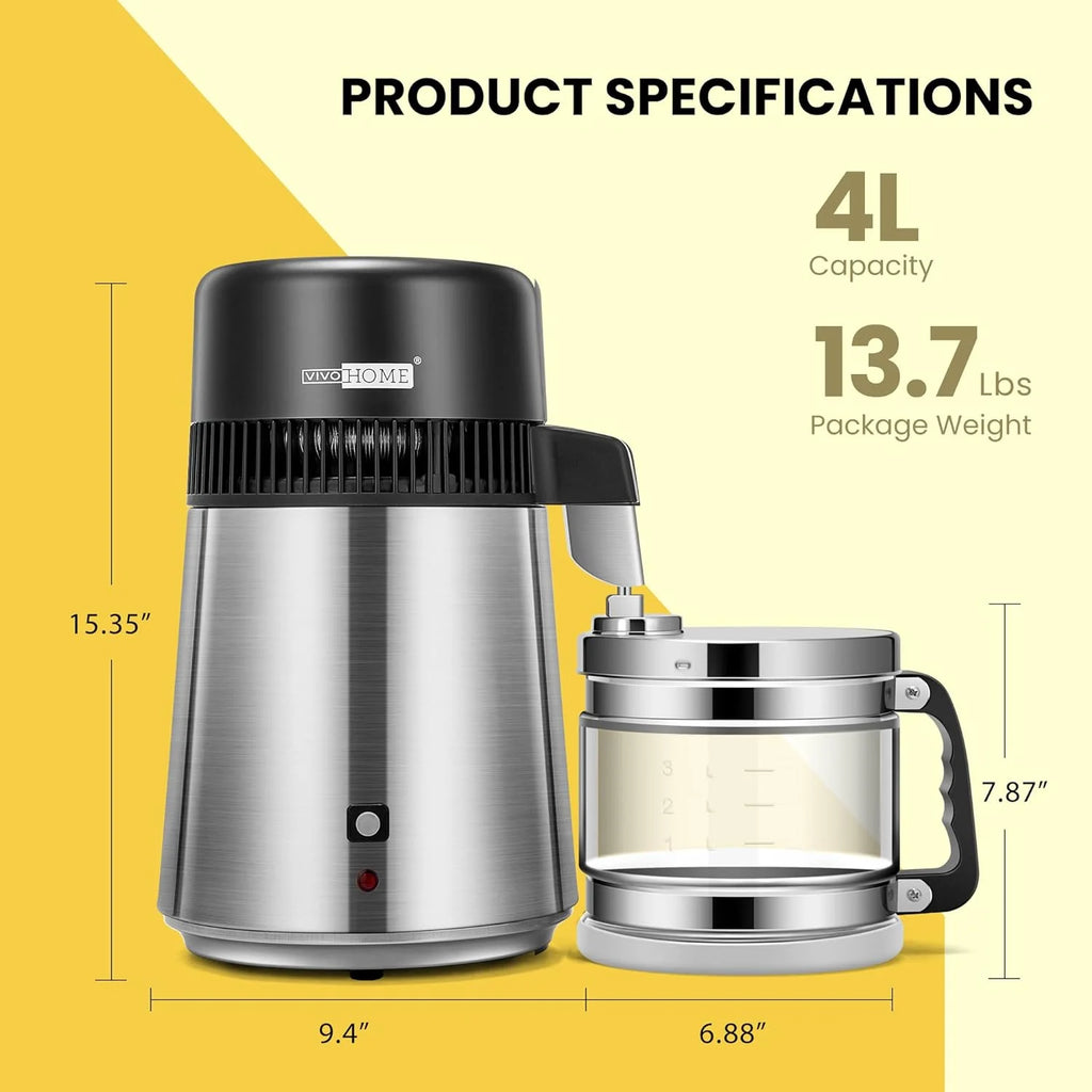 4L Brushed 304 Stainless Steel Water Distiller K669
