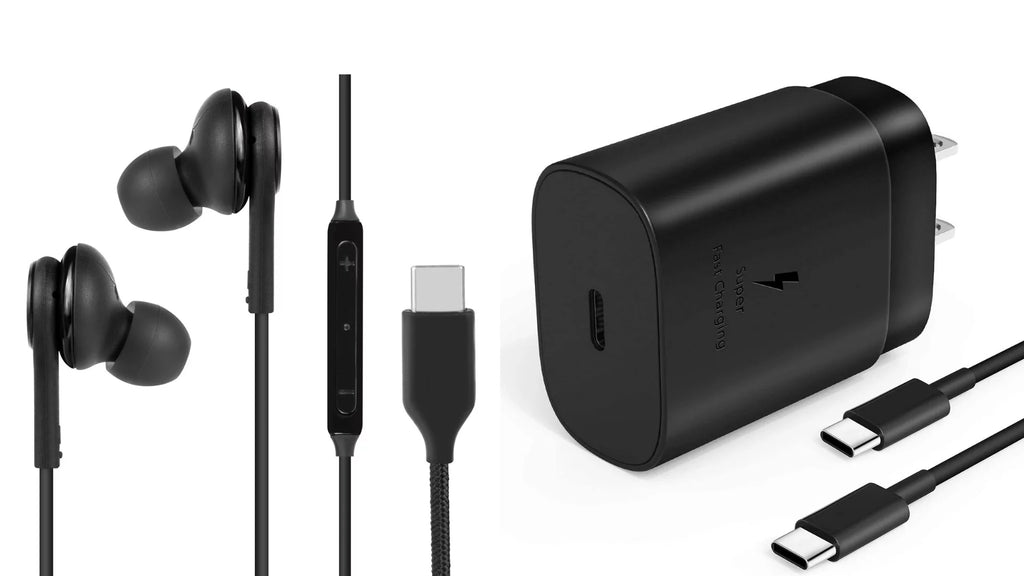 25W Type C UL Certified Charger with 4FT USB C Cable and USB Type C Headphones U726738