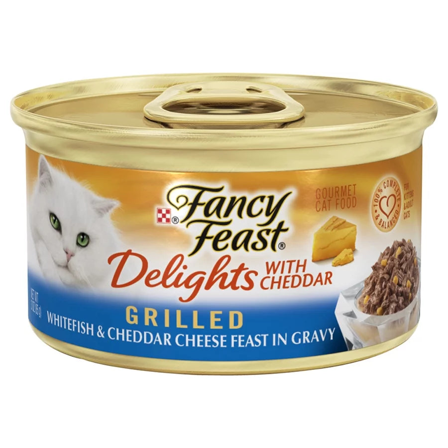 Wet Cat Food Variety Pack with Grilled Chicken, Turkey, Whitefish and Cheddar Cheese in Gravy S472784