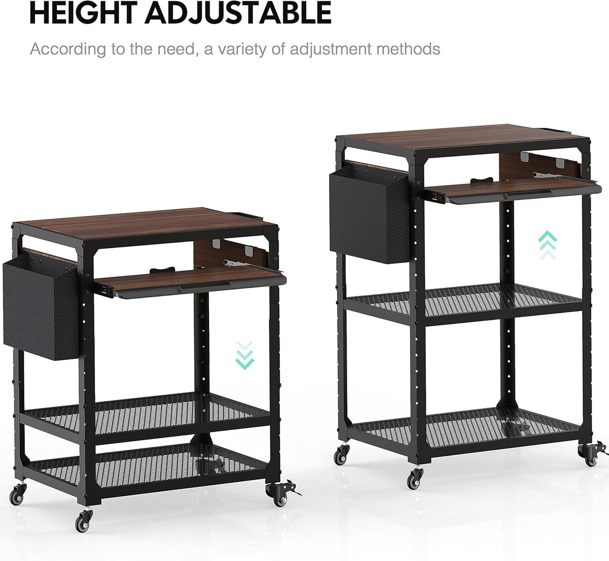 Metal Rolling Storage Cart with Adjustable Shelves E1345