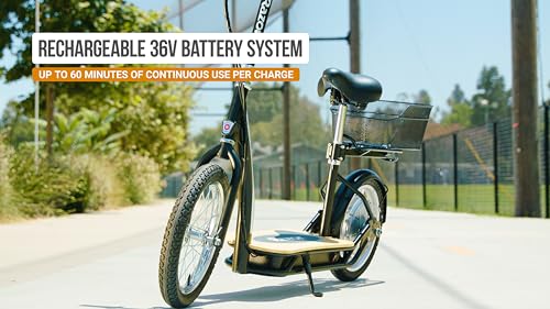 Electric Scooter with Padded Seat, Bamboo Deck, 16" Air-Filled Tires, 500w Motor, Rear-Wheel Drive C700