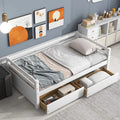Twin Upholstered Daybed with Storage, Linen Button-Tufted, Double Drawers, Wood Slats, Beige Z196