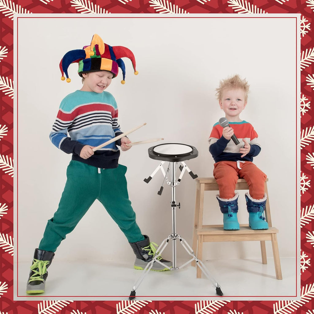 32 Note Glockenspiel Xylophone Bell Kit with 8 Inch Drum Practice Pad, Stand, Carrying Bag W39155
