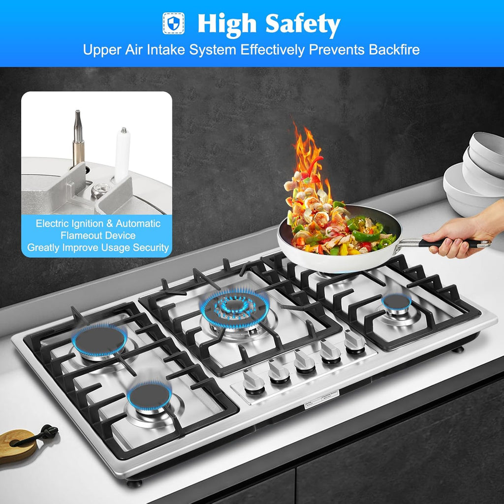 34 inch 5 Burners Built-in Stainless Steel Gas Cooktop F241871