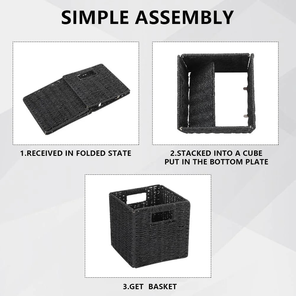 6 Pack 8.7 Inch Black Wicker Storage Baskets K25612