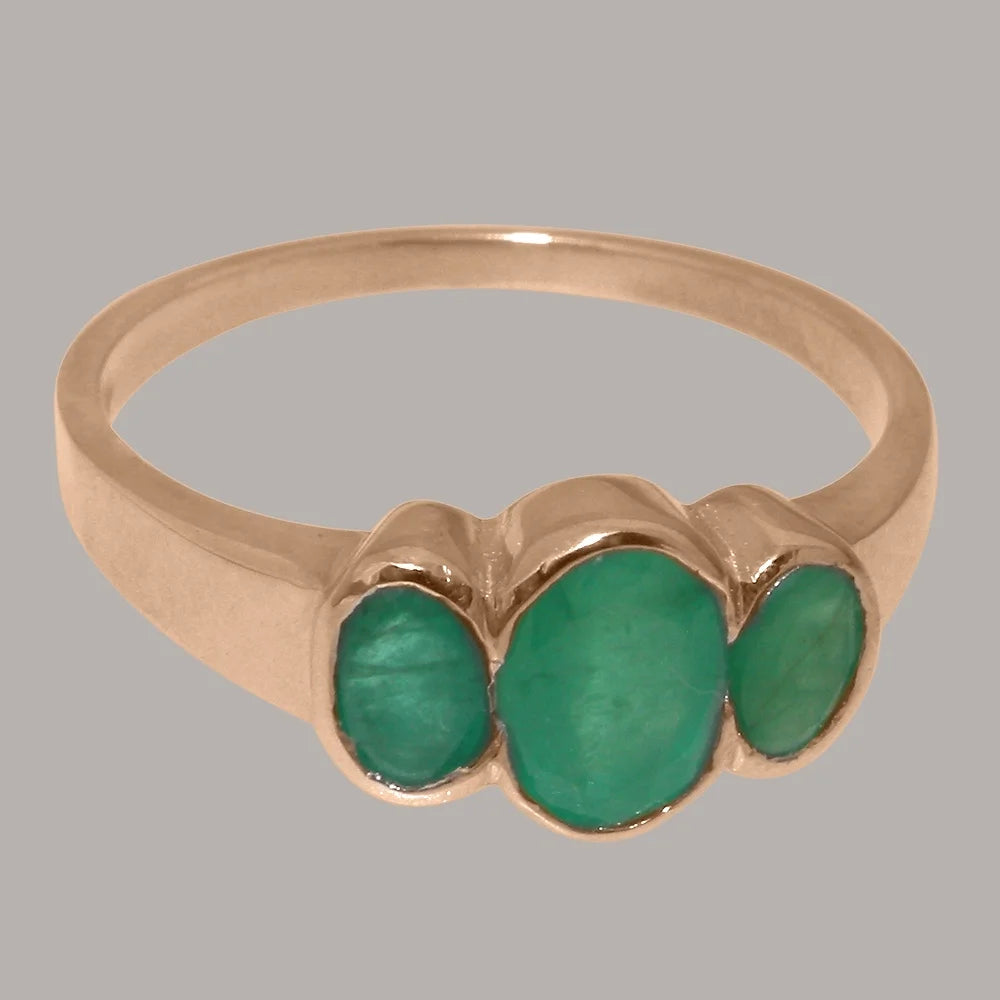 10k Rose Gold Natural Emerald Womens Ring B965