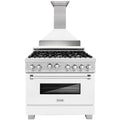 36 Gas Range with White Matte Door & Range Hood Appliance Package V6651