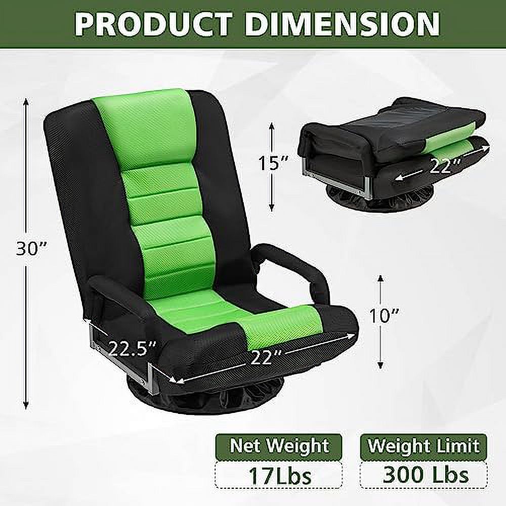 Swivel Floor Gaming Chair with Armrests Folding Video Reclining Sofa S464
