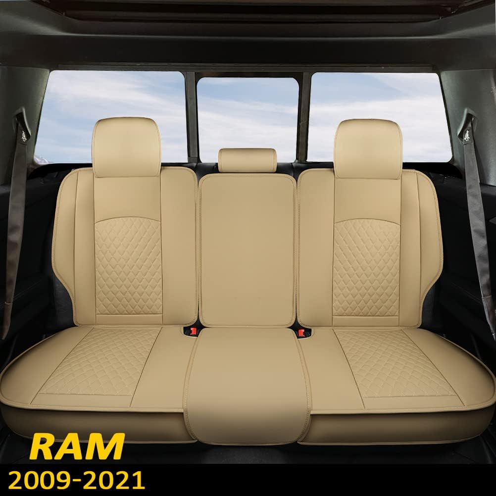 Grey Faux Leather Front Seat Covers for Dodge RAM Pickup Trucks D398
