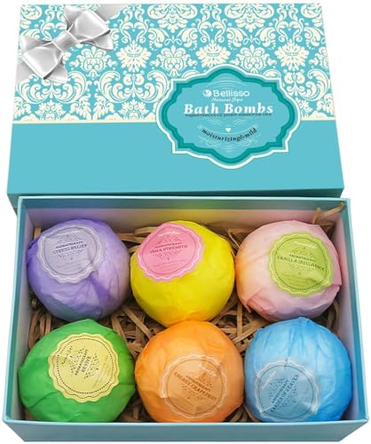 6 XXL Bath Bombs Gift Set with Dead Sea Salt Cocoa and Shea Essential Oils I76836