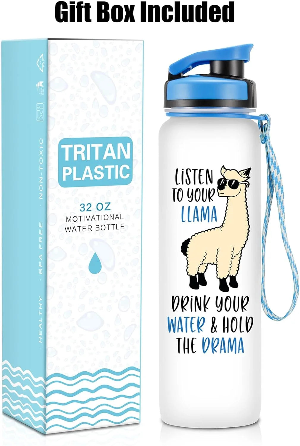 32oz Motivational Tracking Water Bottle with Times to Drink O69438