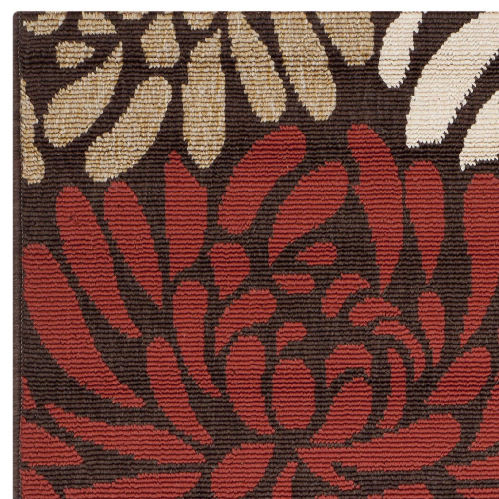 Chocolate Terracotta Floral Indoor/Outdoor Area Rug D15569