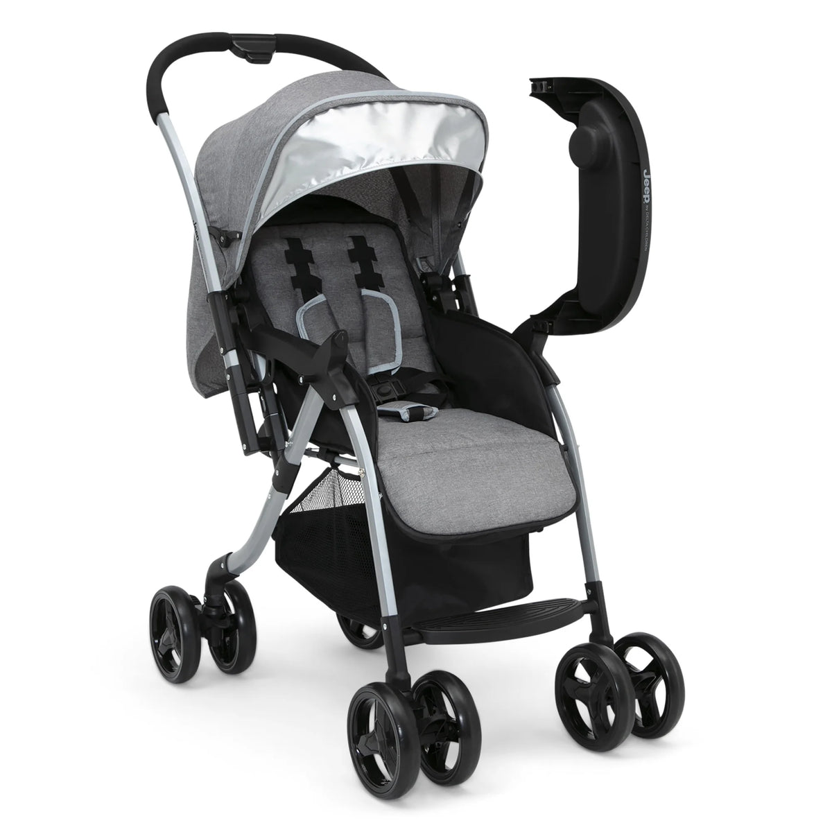 Grey Tweed Reversible Handle Stroller I149957