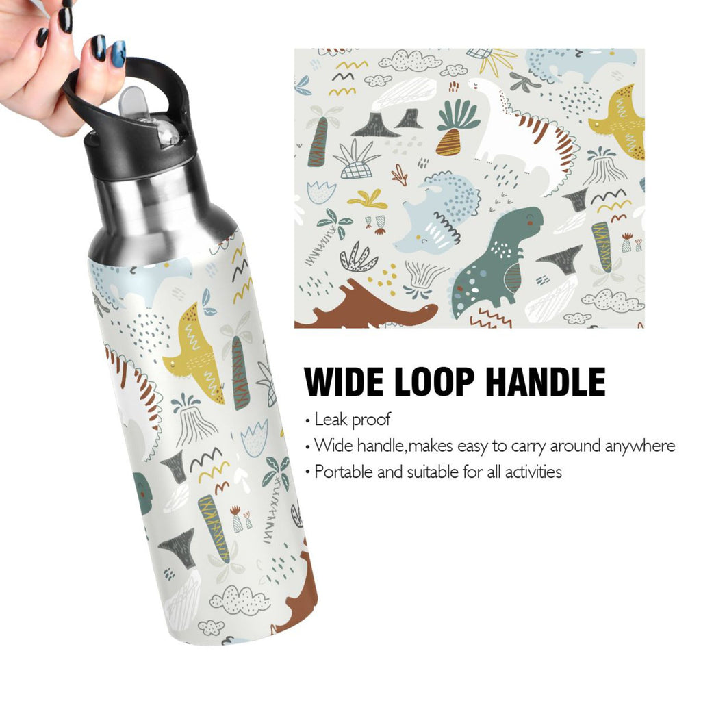 Green Stainless Steel Insulated Water Bottle with Straw Lid C2366