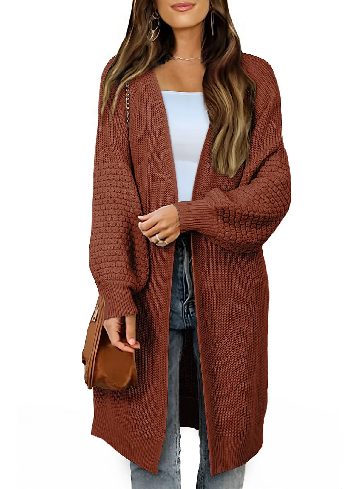 Oversized Cable Knit Cardigan W56662