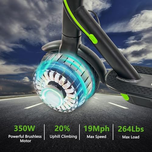 Electric Scooter with 500W Motor, 15-19MPH Max Speed, 18-21 Miles Range, 8.5" Solid Tires, 7.8AH Battery, Foldable (Green) B52561