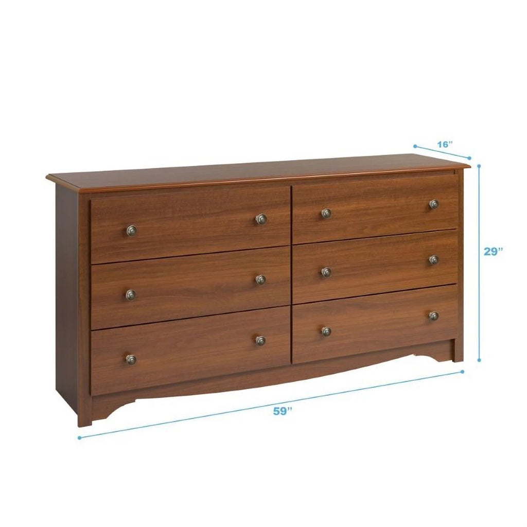 6 Drawer Cherry Double Dresser X638