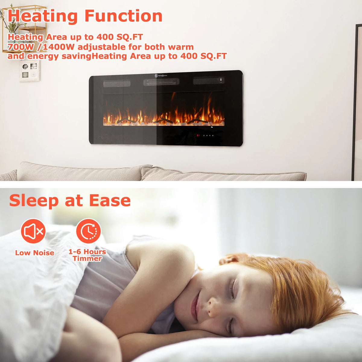 60" Wall Mounted Electric Fireplace W27933