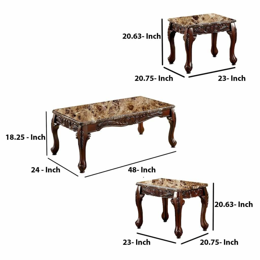 3 Piece Dark Oak Table Set S855549