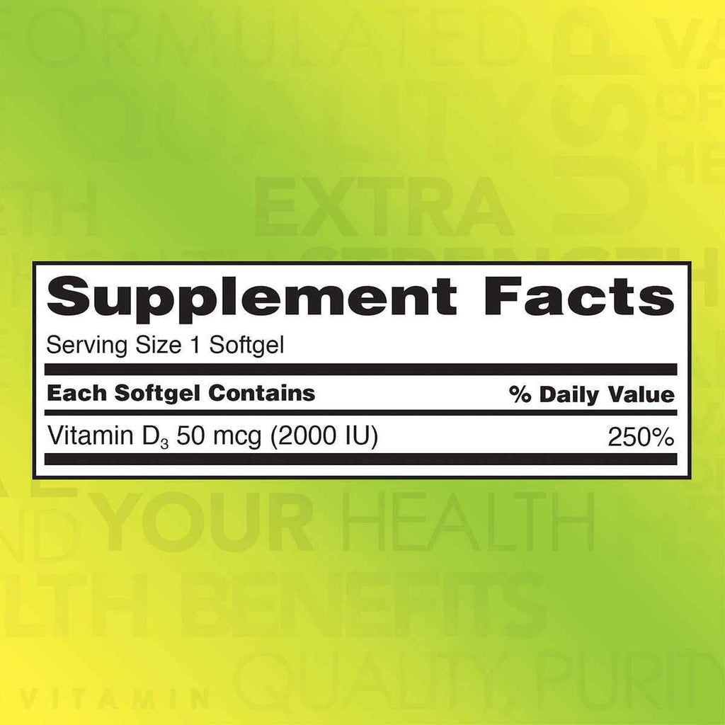 Extra Strength D3 50 mcg 600 Softgels (2 Pack) W4559