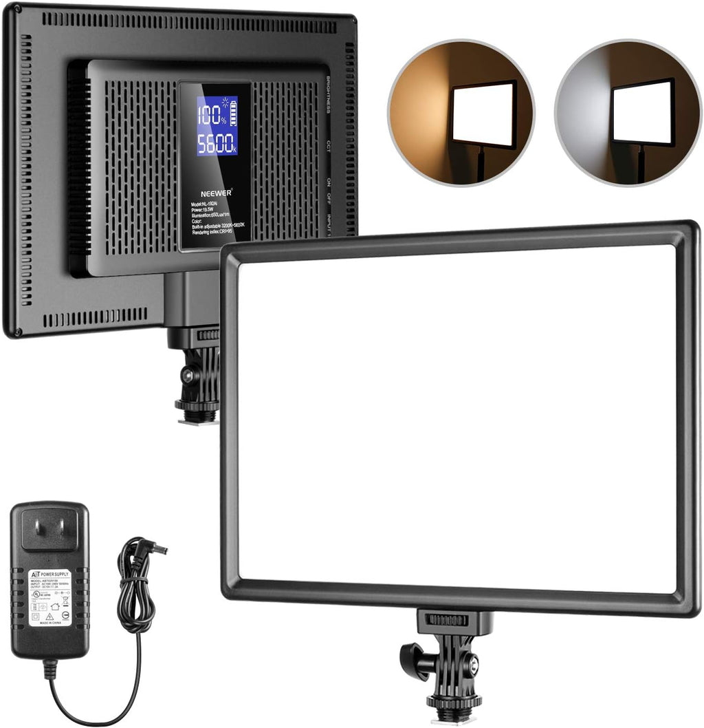 Ultra-Thin LED Soft Light Panel with LCD Display, Dimmable Bi-Color 3200-5600K CRI95+ On Camera Video Light T89910