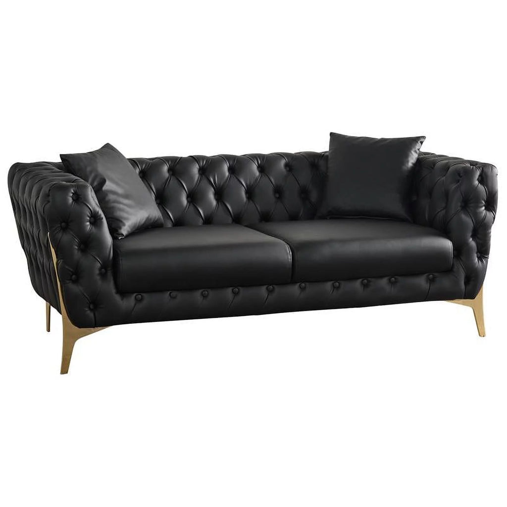 Black Vegan Leather Loveseat J879854