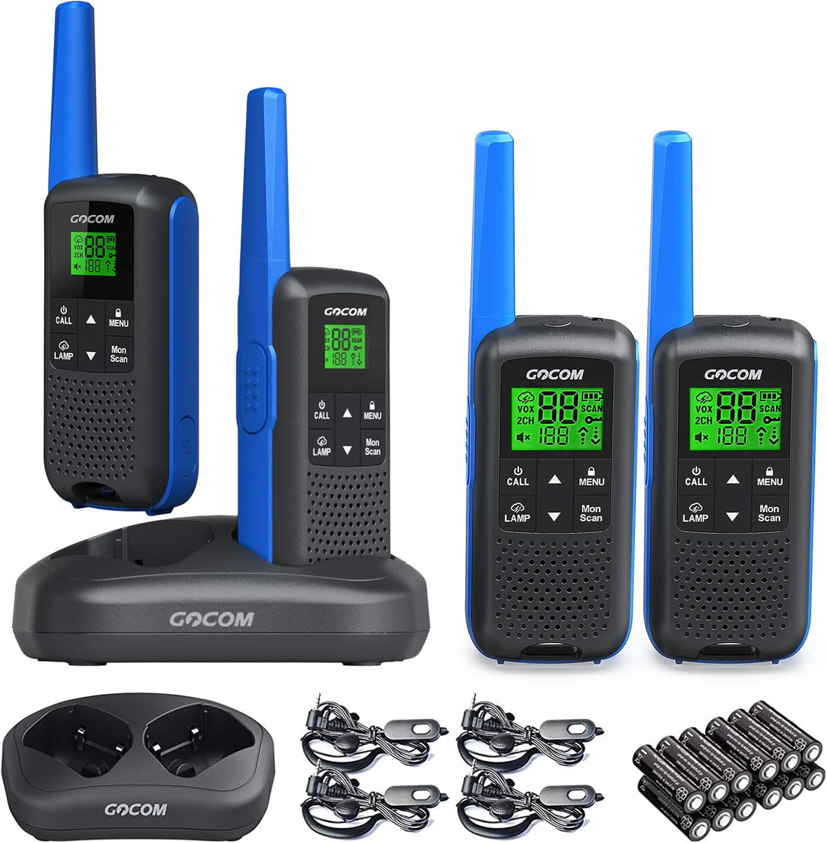 Adults Walkie Talkies Long Range IPX4 Waterproof Two Way Radio Rechargeable 22 Channel 4 Pack A88443