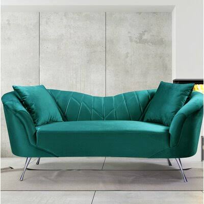 Green Velvet Rolled Arm Chesterfield Sofa A133