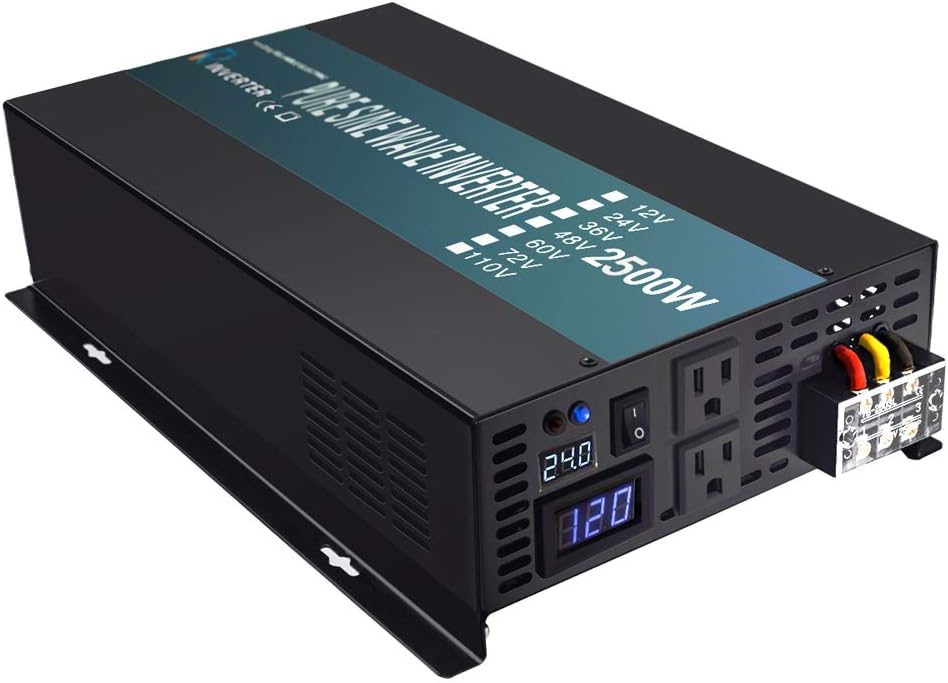 2500W Pure Sine Wave Power Inverter 24V DC to 120V AC Q949104