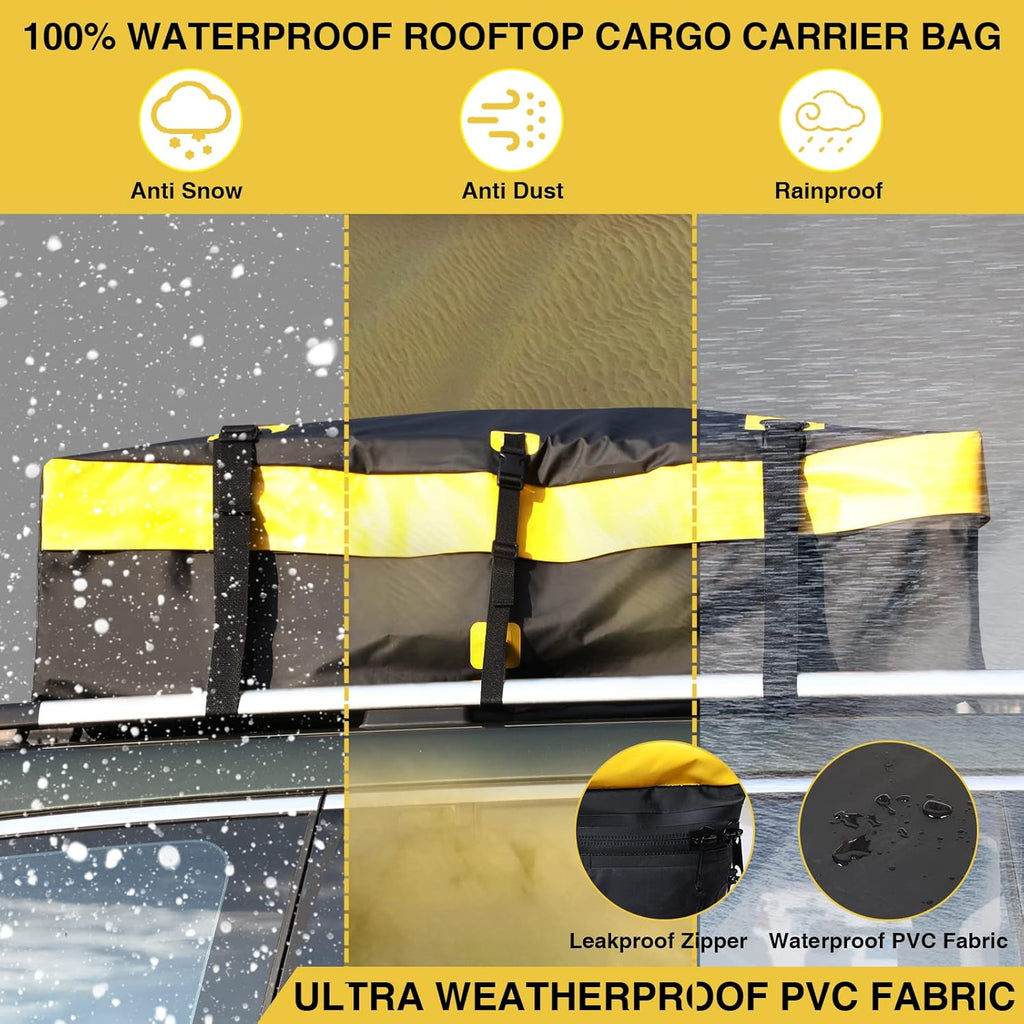 15 Cubic Feet Waterproof Rooftop Cargo Carrier with Anti-Slip Mat B9547