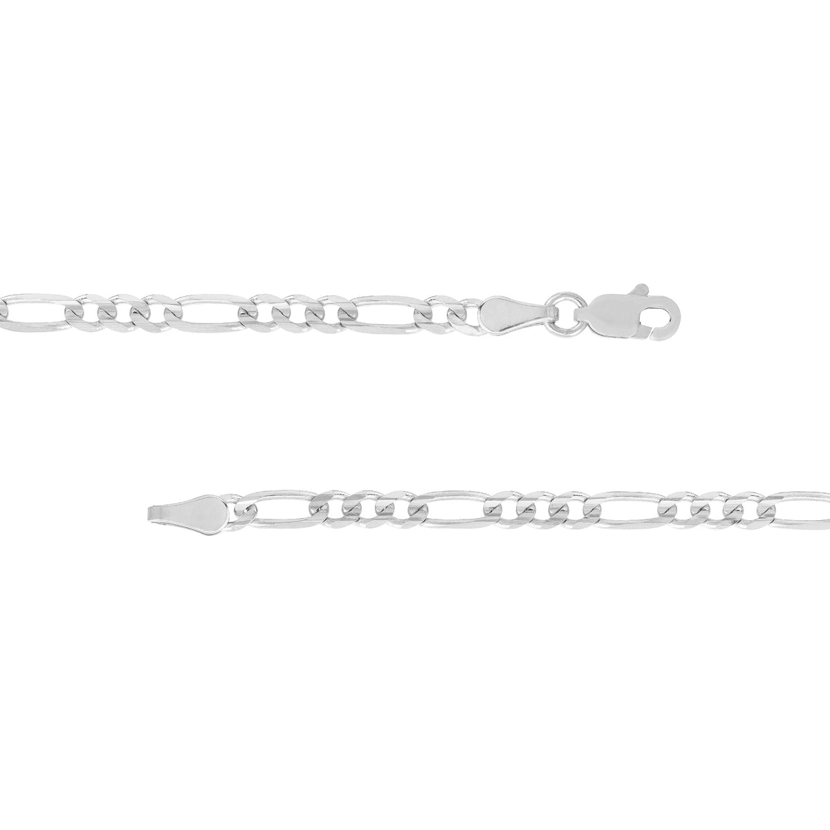 14K White Gold 20" Figaro Chain Necklace N6605