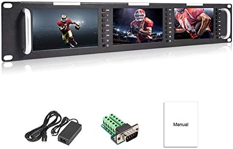 Triple 5" 2RU 800×480 Broadcast LCD Rack Mount Monitor with 3G-SDI, HDMI, AV Input and Output N394
