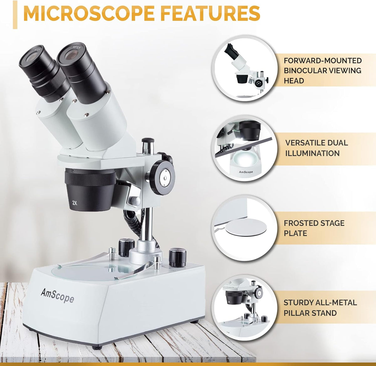 Binocular Stereo Microscope, WF10x Eyepieces, 20X and 40X Magnification J5850
