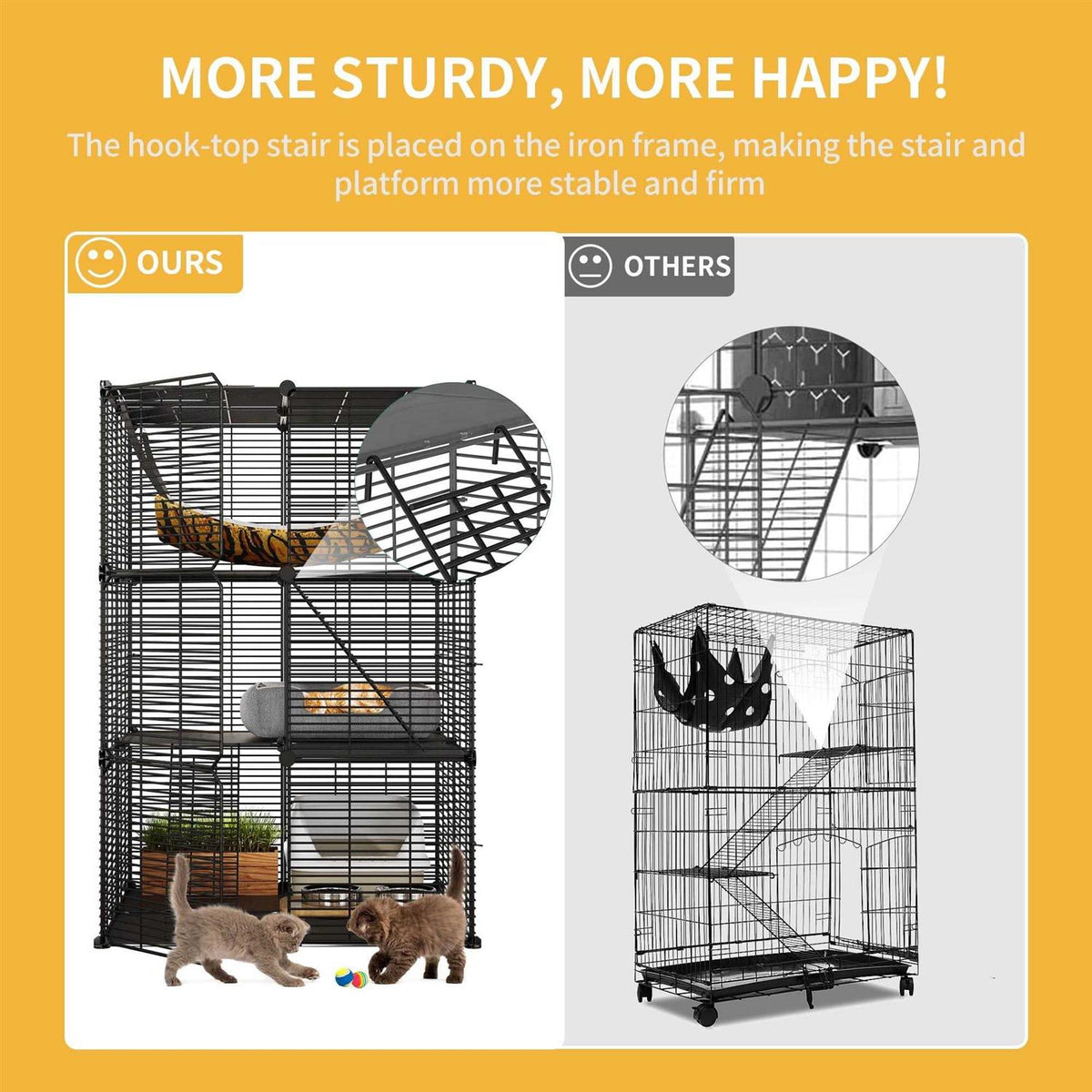 Cat Cage Cat Enclosures Cat Kennel with Extra Large Hammock I6838