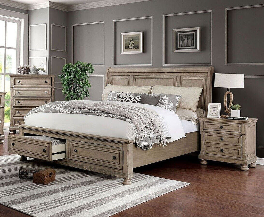 Gray 3pc Cal King Size Bedroom Set with Nightstands F9213