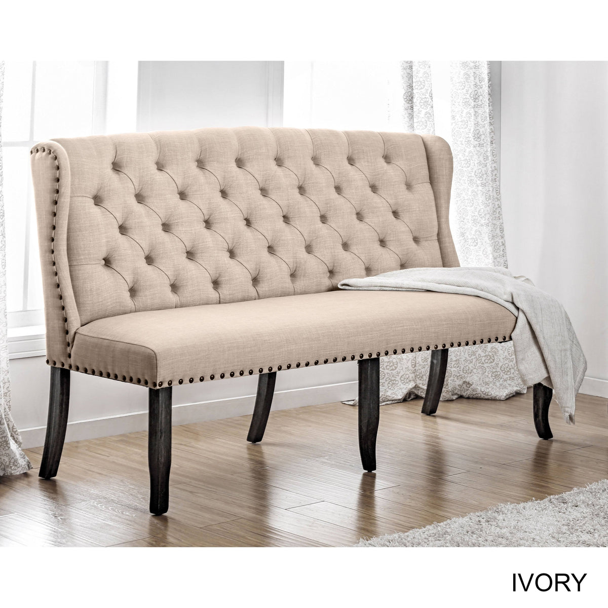 Dark Blue Linen Upholstered Loveseat W56565