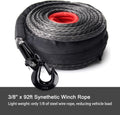 Black Synthetic Winch Rope 25000lbs Recovery Cable Line Z8437