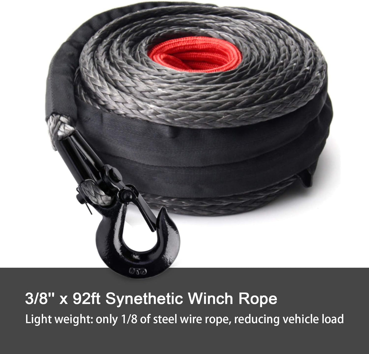Black Synthetic Winch Rope 25000lbs Recovery Cable Line Z8437