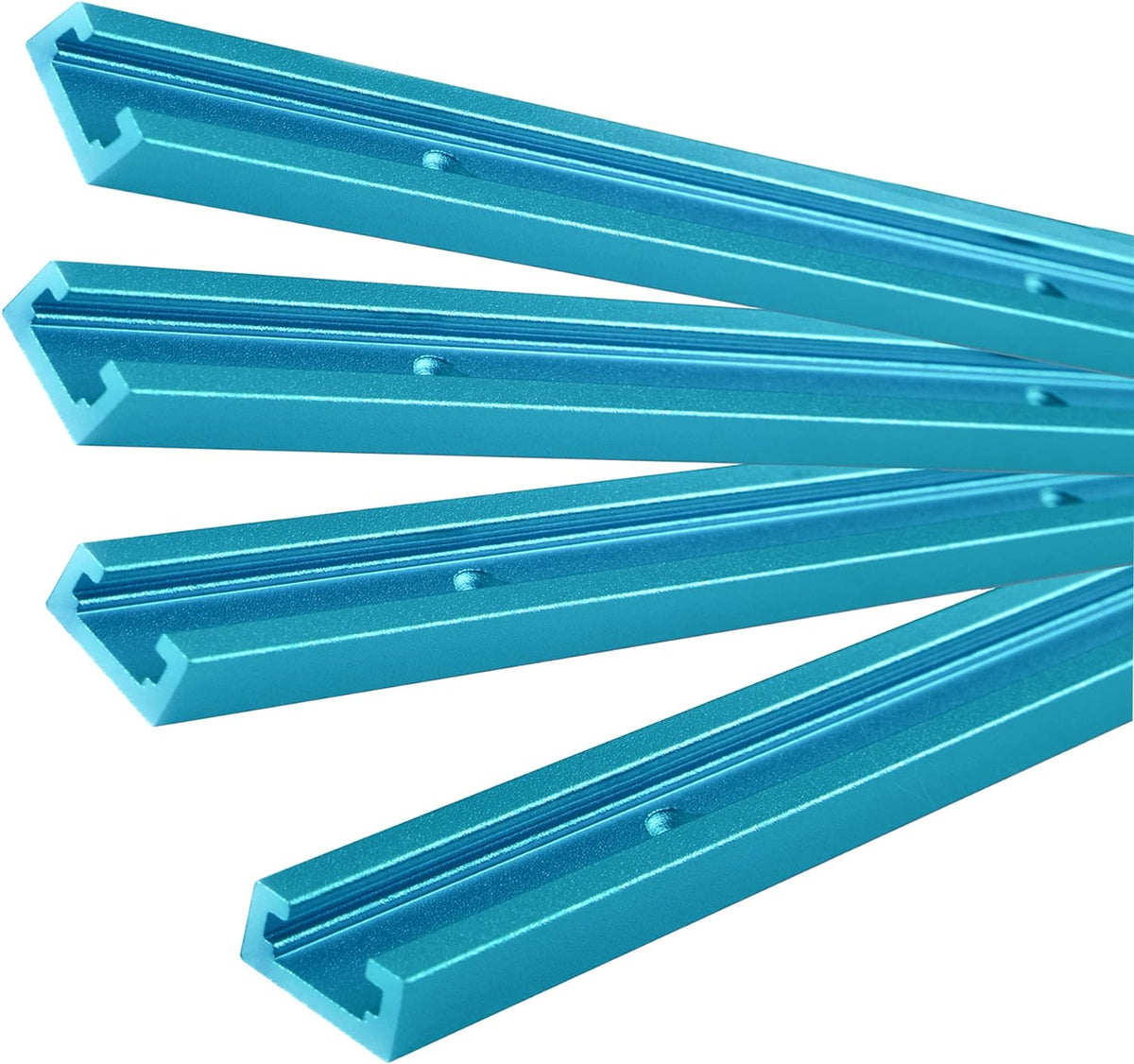 36'' Blue T-Tracks for Woodworking, 4 PCS Predrilled Universal T Track, Fine Sandblast Anodized, with Flat Head Wood Screws H125425