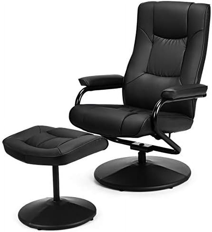 Gray PU Leather Recliner Chair with Ottoman V3575