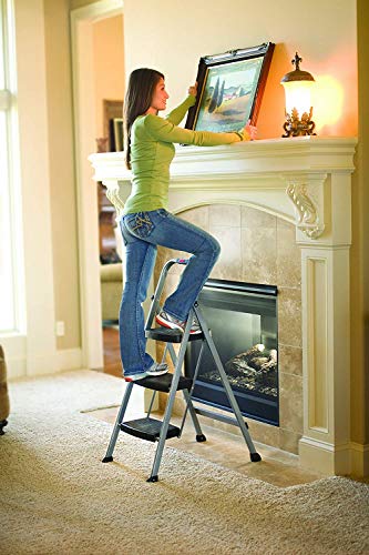 White 3-step Folding Step-stool with Hand Grip and Plastic Steps O71768