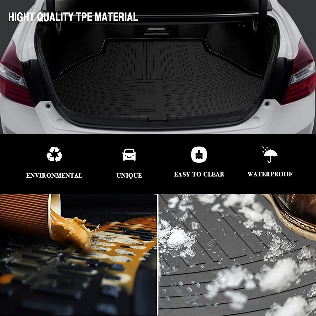 Heavy Duty Waterproof Anti-Slip Black Cargo Liner Car Trunk Mat F906