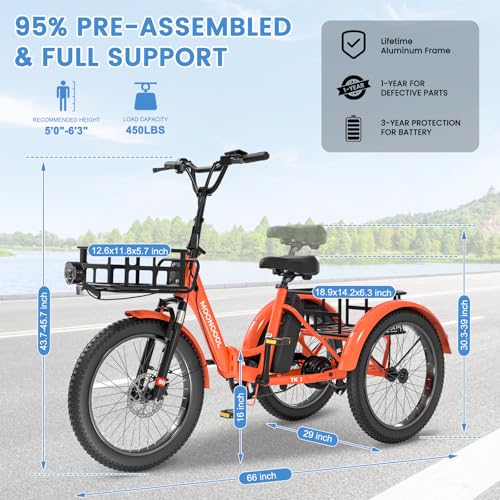 20" Folding 3 Wheels Electric Tricycle with Aluminum Frame Y312