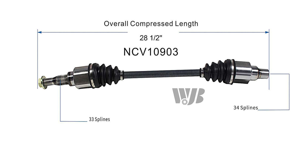 Rear Pair CV Axle Joint Shaft X992