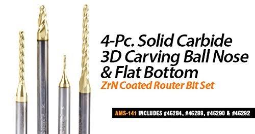 3-Pc CNC 2D/3D Carving Ball Nose Router Bit J7653