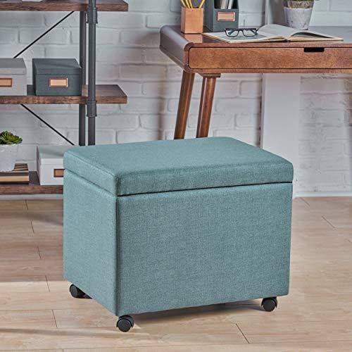 Blue Fabric File Storage Ottoman E634908