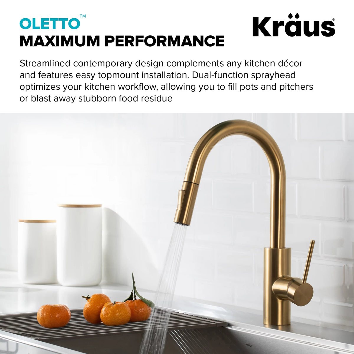 Pull-Down Kitchen Faucet and Water Filter Faucet Combo in Brushed Brass T840