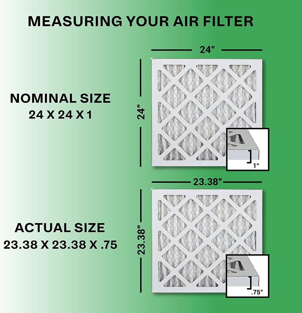 24x24x1 MERV 8 Pleated HVAC AC Furnace Air Filter with Activated Carbon (4-Pack, Black) Q519899