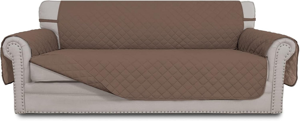 Light Gray Reversible Sofa Slipcover with Elastic Straps K5917